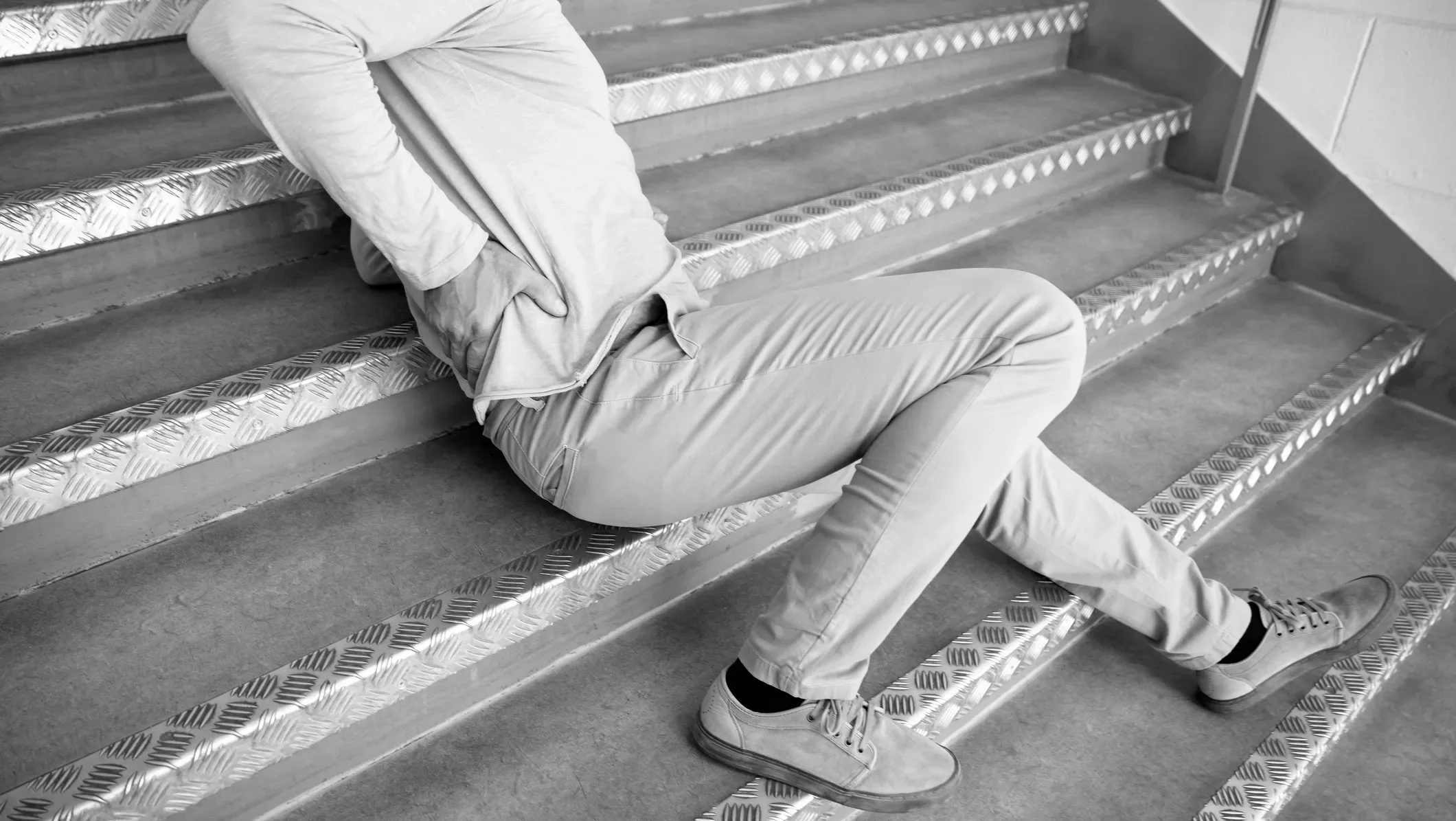 man fallen on stairs