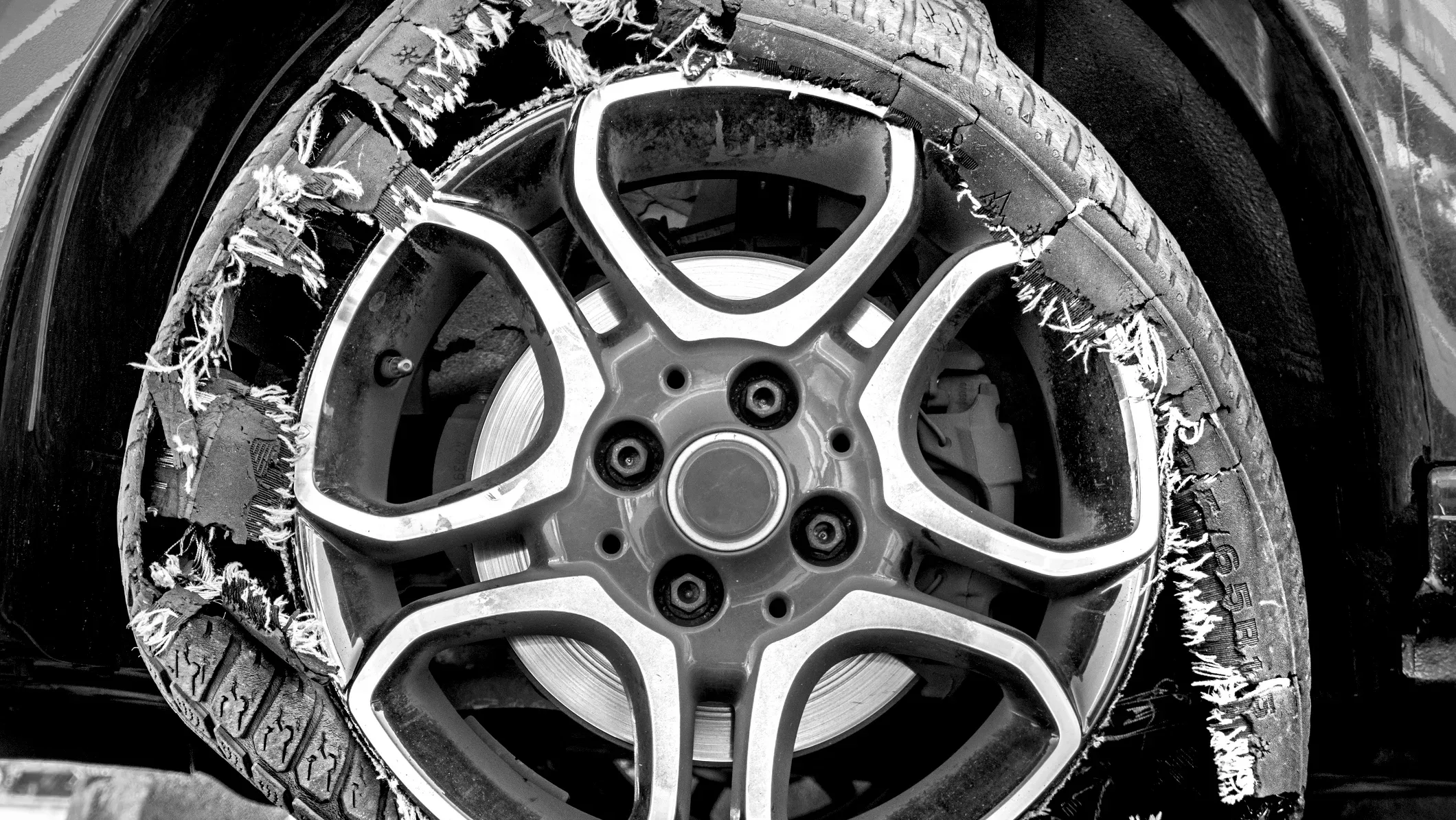 car tire blowout